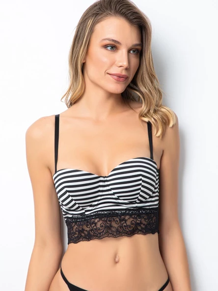 Miorre Push-Up Dolgulu Çizgili Dantelli Büstiyer - 3