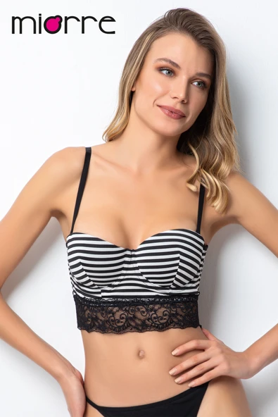 Miorre Push-Up Dolgulu Çizgili Dantelli Büstiyer - 8