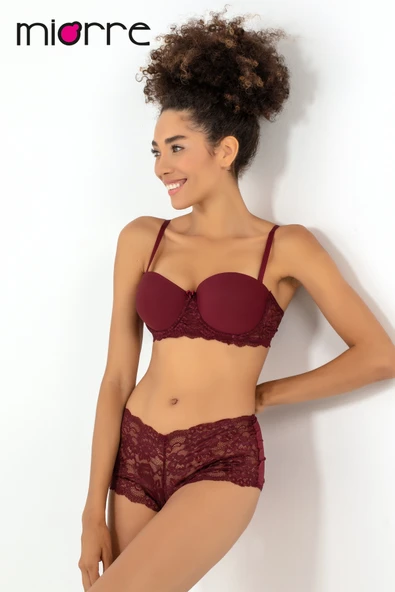 Miorre Push-Up Dolgulu Dantel Detaylı Straplez Sütyen Takım ürün görseli 1