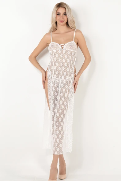 Miorre Pasionara Derin Yırtmaçlı Dantel Gecelik-45 - Resim 9