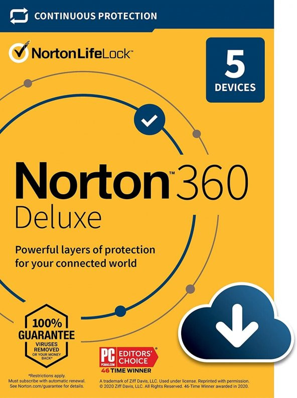 NORTON 360 DELUXE 2021 5 KULLANICI 1 YIL (+50 GB BULUT DEPOLAMA)
