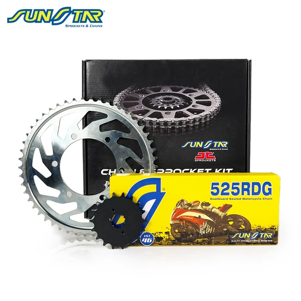 ZİNCİR DİŞLİ SETİ HONDA CBR 900RR (900 cc)  (1996-1999) / HONDA / CBR 900RR / 900cc / ZİNCİR: SUNSTAR 525RDG (Çelik)-108 / ÖN DİŞLİ: SUNSTAR (16T) / ARKA DİŞLİ: JT (42T) / 1996-1997-1998-1999