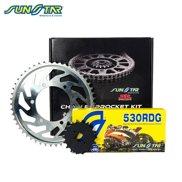 ZİNCİR DİŞLİ SETİ SUZUKI GSF BANDIT / S (600 cc)  (1996-1999) / SUZUKI / GSF BANDIT / S / 600cc / ZİNCİR: SUNSTAR 530RDG (Çelik)-110 / ÖN-ARKA DİŞLİ: SUNSTAR (15T-47T) / 1996-1997-1998-1999