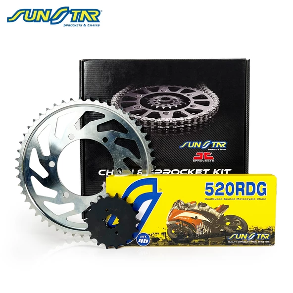 ZİNCİR DİŞLİ SETİ KTM RC (390 cc)  (2014-2019) / KTM / RC / 390cc / ZİNCİR: SUNSTAR 520RDG (Çelik)-112 / ÖN-ARKA DİŞLİ: SUNSTAR (15T-45T) / 2014-2015-2016-2017-2018-2019