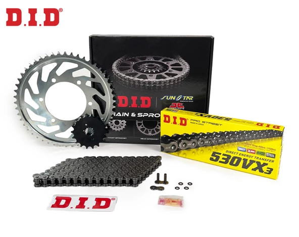 ZİNCİR DİŞLİ SETİ HONDA CBF 1000 (1000 cc)  (2011-2013) / HONDA / CBF 1000 / 1000cc / ZİNCİR: DID-530VX3 (Çelik)-120 / ÖN DİŞLİ: SUNSTAR (16T) / ARKA DİŞLİ: JT (41T) / 2011-2012-2013