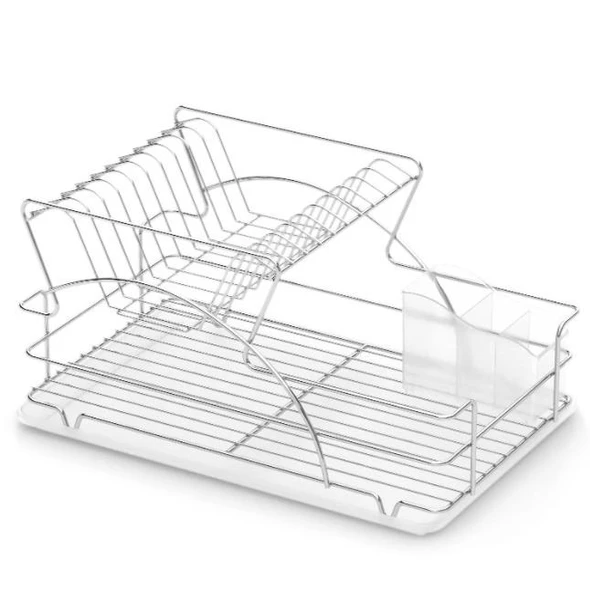 Geseus Home İki Katlı Tabaklık Bulaşıklık Krom Şeffaf KB009 - 2