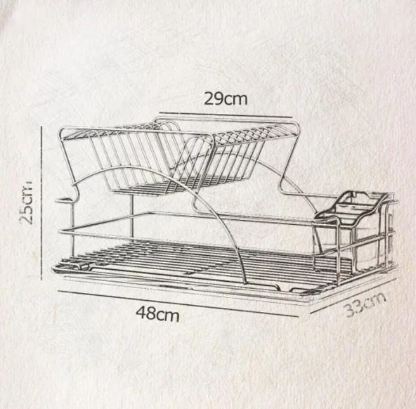 Geseus Home İki Katlı Tabaklık Bulaşıklık Krom Şeffaf KB009 - 4