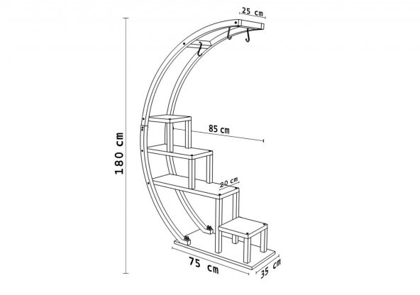 Dekoratif Metal Çiçeklik Ferforje Ahşap Çiçeklik Saksılık BEYAZ - 4