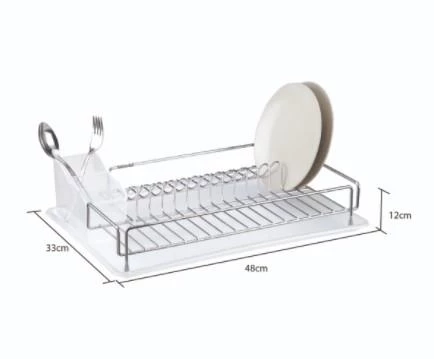 Geseus Home Tek Katlı Tabaklık Bulaşıklık Krom Şeffaf KB006 - 3
