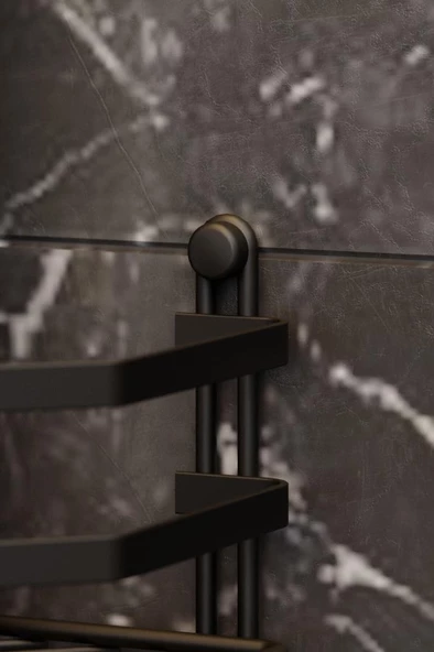 Geseus Üç Katlı Kancalı Banyo Köşe Rafı Mat Siyah ES076H - 4