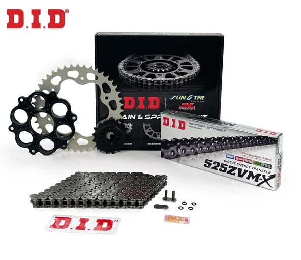 ZİNCİR DİŞLİ SETİ DUCATI MONSTER 1100 ABS (1100 cc)  (2010-2011) / DUCATI / MONSTER ABS / 1100cc / ZİNCİR: DID-525ZVM-X (Çelik)-104 / ÖN-ARKA DİŞLİ: SUNSTAR (15T-39T) / 2010-2011