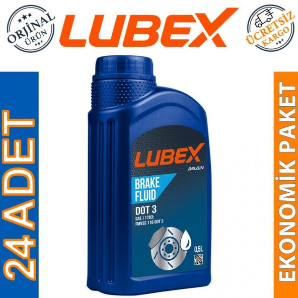 Lubex Brake Fluid DOT 3 Fren Hidrolik Yağı 500 Ml (24 Adet)