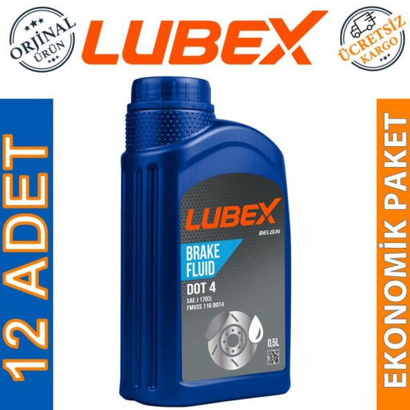 Lubex Brake Fluid DOT 4 Fren Hidrolik Yağı 500 Ml (12 Adet)
