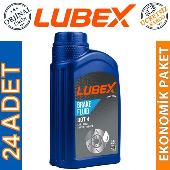 Lubex Brake Fluid DOT 4 Fren Hidrolik Yağı 500 Ml (24 Adet)