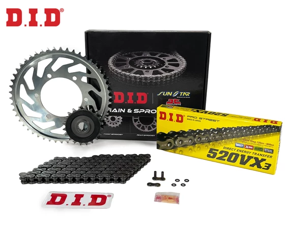 ZİNCİR DİŞLİ SETİ KTM ENDURO R (690 cc)  (2019-2020) / KTM / ENDURO R / 690cc / ZİNCİR: DID-520VX3 (Çelik)-118 / ÖN-ARKA DİŞLİ: JT (15T-46T) / 2019-2020-2021-2024