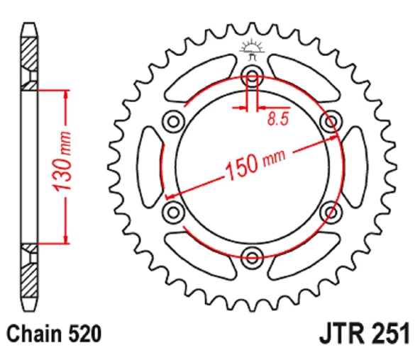 ARKA DİŞLİ - SELF CLEANING / YAMAHA / WR F / 250cc / (DİŞLİ SAYISI : ORİJİNAL-1) / 2007-2008-2009-2010-2011-2012-2013-2014-2015-2016-2017-2018-2019-2020-2021-2022 - 2