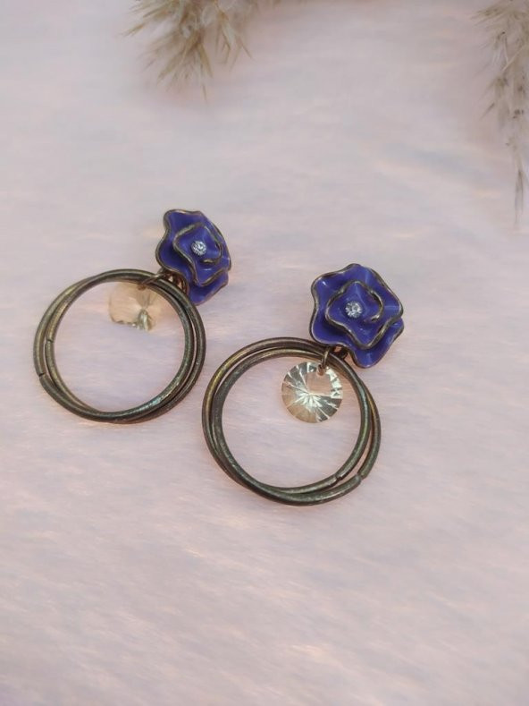 Hdmarketim Swarovski Taşlı Otantik Sallantılı Anadolu Doğa Temalı Küpe - 2