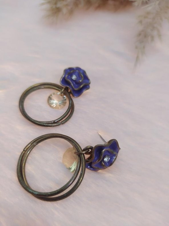 Hdmarketim Swarovski Taşlı Otantik Sallantılı Anadolu Doğa Temalı Küpe - 3
