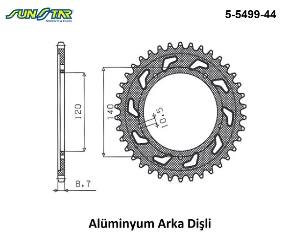 ARKA DİŞLİ ALÜMİNYUM / SUZUKI / B-KING / 1300cc / (DİŞLİ SAYISI : ORİJİNAL+1) / 2008-2009-2010-2011