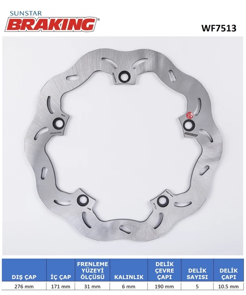 DALGALI ARKA FREN DİSKİ / HONDA / CROSSTOURER / DCT / 1200cc / ARKA  / 2012-2013-2014-2015-2016-2017-2018