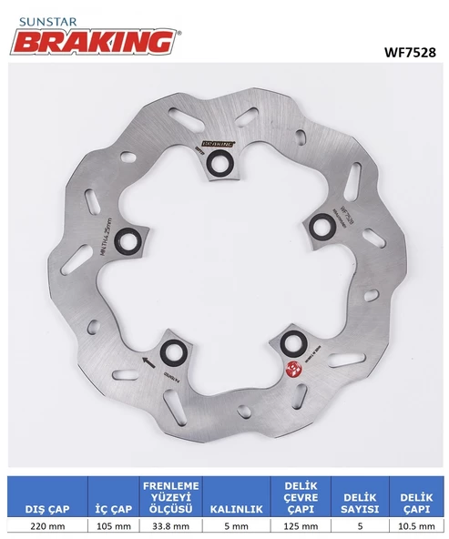 YAMAHA YZF R1 / M ARKA DALGALI FREN DİSKİ / YAMAHA / YZF R1 M / 1000cc / ARKA / 2015-2016-2017-2018-2019-2020-2021-2022