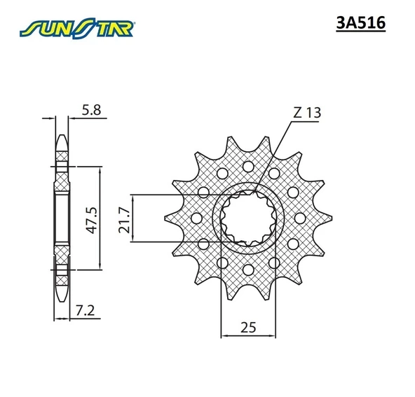 ÖN DİŞLİ / KAWASAKI / ZX-6R NINJA / 636cc / (ORİJİNAL DİŞLİ SAYISI) / 2013-2014-2015-2016-2017-2018-2019-2020-2021-2022-2023-2024