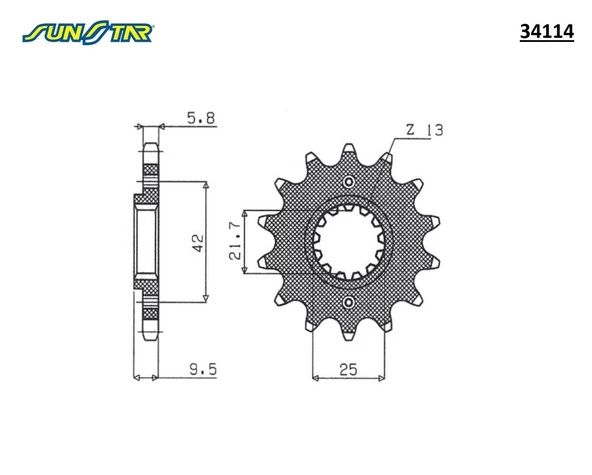 ÖN DİŞLİ / KAWASAKI / KLX S / 250cc / (ORİJİNAL DİŞLİ SAYISI) / 2009-2010-2011-2012-2013-2014-2015-2016 - 2