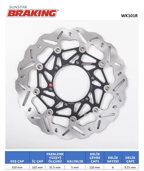 DALGALI ÖN PERFORMANS FREN DİSKİ (SAĞ) / SUZUKI / GSX-R 1000 / 1000cc / ÖN SAĞ  / 2009-2010-2011-2012-2013-2014-2015-2016