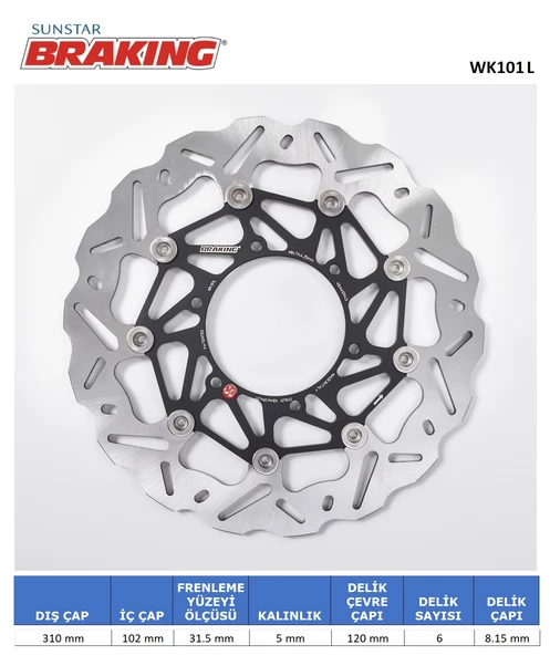 DALGALI ÖN PERFORMANS FREN DİSKİ (SOL) / SUZUKI / GSX-R 1000 / 1000cc / ÖN SOL  / 2009-2010-2011-2012-2013-2014-2015-2016