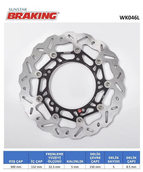 YAMAHA DALGALI ÖN PERFORMANS FREN DİSKİ (SOL) / YAMAHA / FZ6 / FAZER / 600cc / ÖN SOL  / 2004-2005-2006-2007-2008-2009