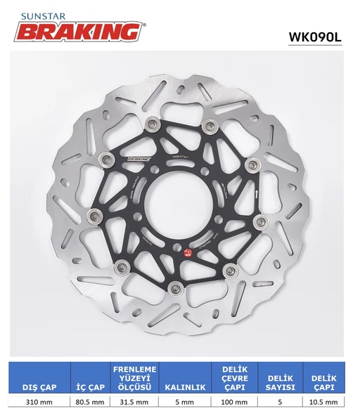 KAWASAKI DALGALI ÖN PERFORMANS FREN DİSKİ (SOL) / KAWASAKI / GTR 1400 / 1400cc / ÖN SOL  / 2008-2009-2010-2011-2012-2013-2014-2015-2016
