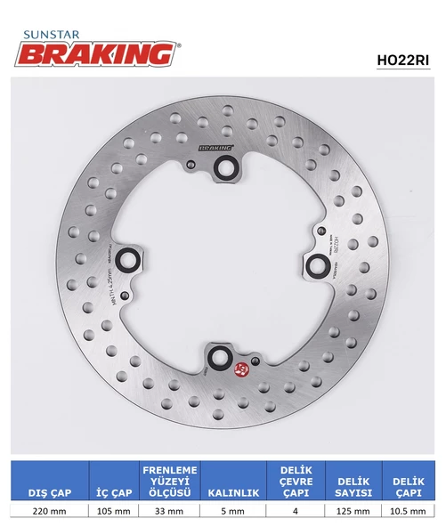 YUVARLAK ARKA FREN DİSKİ / HONDA / CB 250R / 250cc / ARKA  / 2018-2019-2020-2021-2022-2023