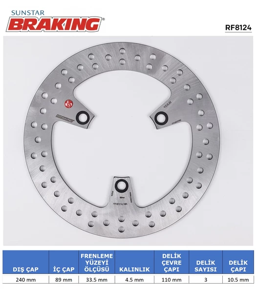 SUZUKI BURGMAN 200 YUVARLAK ÖN VE ARKA FREN DİSKİ / SUZUKI / UH 200 BURGMAN / 200cc / ÖN & ARKA  / 2007-2008-2009-2010-2011-2012-2013