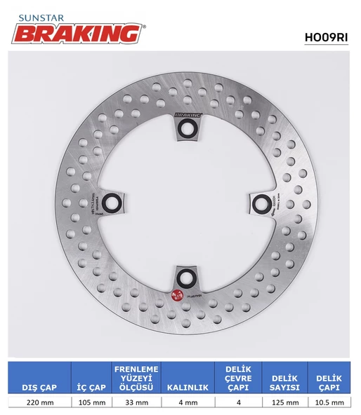 HONDA CRF 250L / CBR 125 YUVARLAK ARKA FREN DİSKİ / HONDA / CBR 125 R / 125cc / ARKA  / 2004-2005-2006-2007-2008-2009-2010-2011-2012-2013-2014-2015-2016-2017