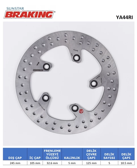 YAMAHA FZ6 / MT-03 / FZ1 / FAZER ARKA YUVARLAK FREN DİSKİ / YAMAHA / FZ1 / FAZER / 1000cc / ARKA / 2006-2007-2008-2009-2010-2011-2012-2013-2014