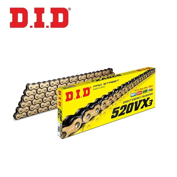 DID 520VX3 GOLD X-RİNG ZİNCİR-106 BAKLA / CF MOTO / NK / 250cc / DID X-RING (VX3) GOLD ZİNCİR  / 2018-2019-2020-2021-2022-2023