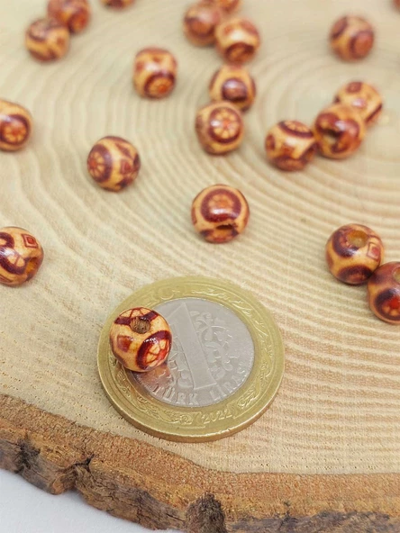 Ahşap Boncuk 8mm/50adet (53284) - Resim 2