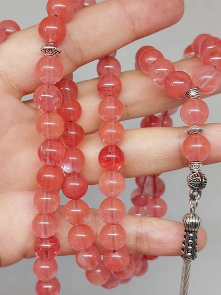 Gül Kuvars Taşı 99luk Tesbih 8mm (14435) - Resim 4