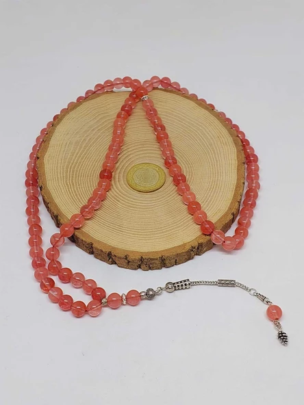 Gül Kuvars Taşı 99luk Tesbih 8mm (14435) - Resim 2