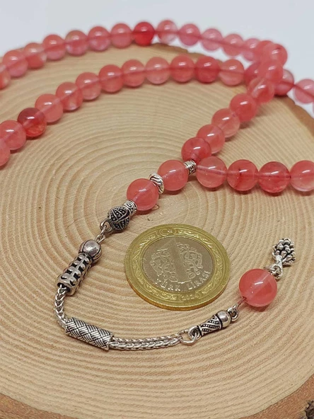 Gül Kuvars Taşı 99luk Tesbih 8mm (14435) - Resim 5