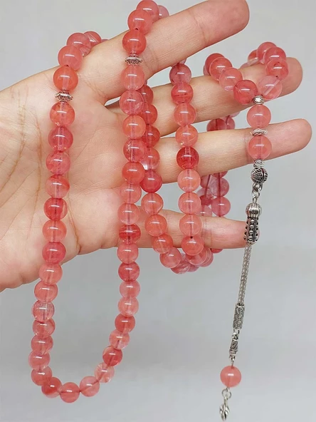 Gül Kuvars Taşı 99luk Tesbih 8mm (14435)