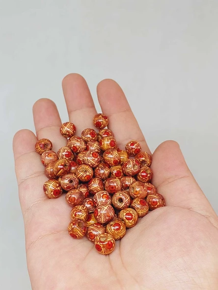 Desenli Ahşap Boncuk 8mm/50adet (53282) ürün görseli