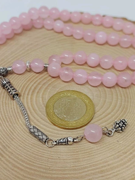 Pembe Kuvars Taşı 99luk Tesbih 8mm (2958) - Resim 5