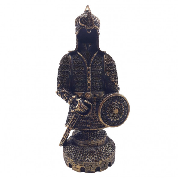 Ayetel Kürsi Ve Cevşen Yazılı Osmanlı Zırh Biblo, Siyah - Altın