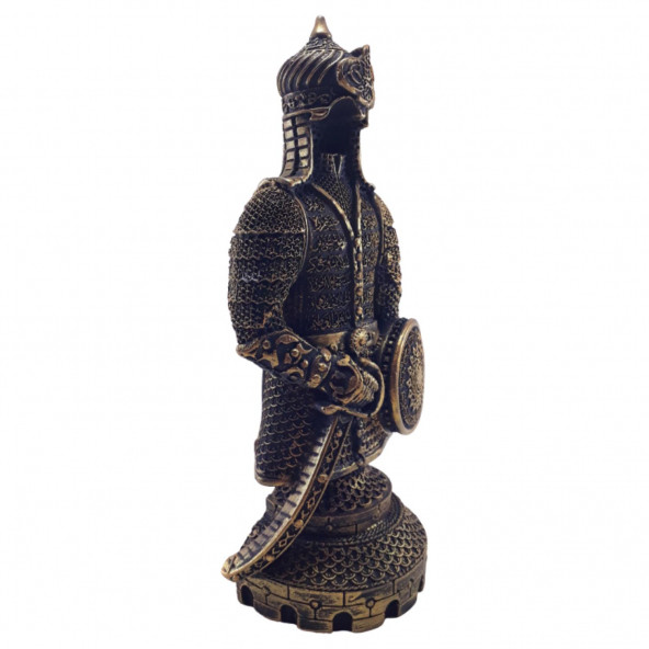 Ayetel Kürsi Ve Cevşen Yazılı Osmanlı Zırh Biblo, Siyah - Altın - 3