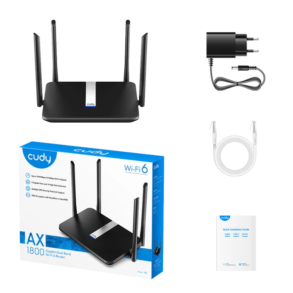 Cudy Router X6 Ax1800 2.4Ghz/5Ghz 1800Mbps Ap/Re/Wısp 5*Gigabit Port Mu-Mımo Kablosuz Wi-Fi 6 - 5