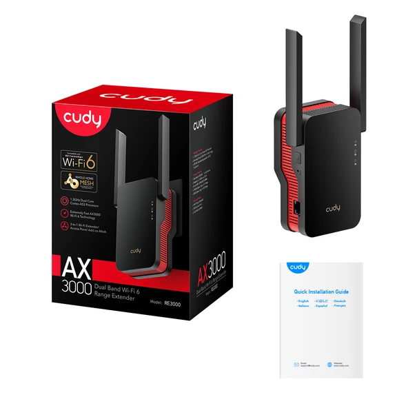 Cudy Menzil Genişletici Re3000 Ax3000 2.4Ghz/5Ghz 3000Mbps Ap/Re Gigabit Mu-Mımo Kablosuz Wi-Fi 6 - 5
