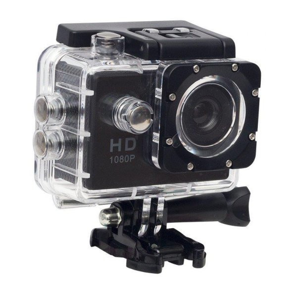 Hd 1080p Aksiyon Kamerası Suya Dayanıklı Digital Ekranlı Siyah