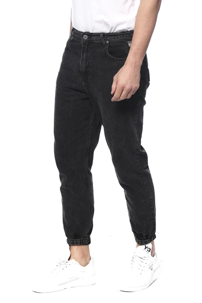 Erkek Mom Jean Likralı Paçası Lastikli Kot Pantolon - 6