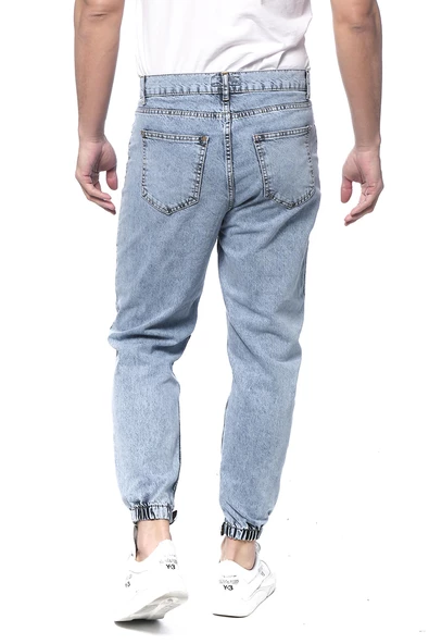 Erkek Mom Jean Likralı Paçası Lastikli Kot Pantolon - 12